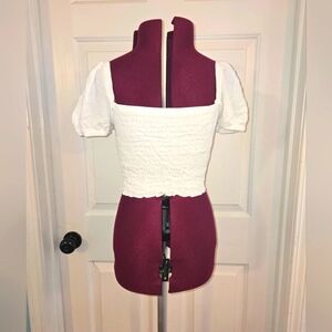 Princess Polly Size 6 White Shirred Crop Top